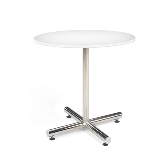 36″ Round Cafe Table - White with Chrome Base